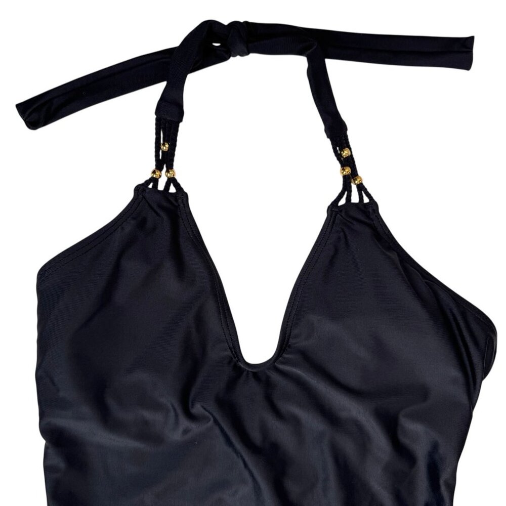 Anthropologie PilyQ Barcelona Midnight Gold Braided One Piece Size 8 NWT - Picture 9 of 11